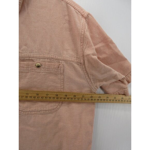 VINTAGE LL Bean Shirt Medium Tall Button Up Utility Textured 90s USA - Picture 5 of 10